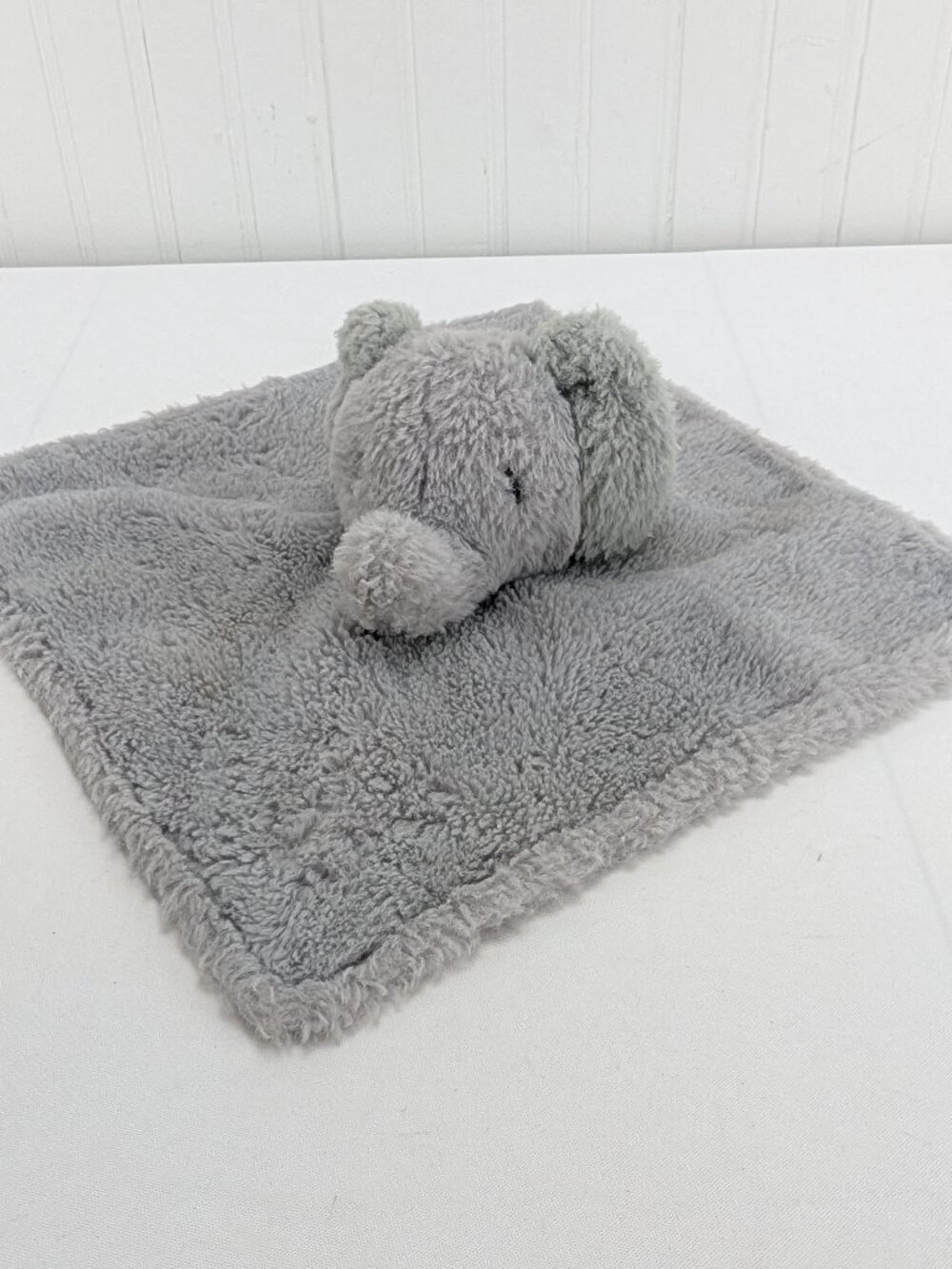Gray Elephant Plush Baby Lovey Security Blanket Satin Underside Polka Dots